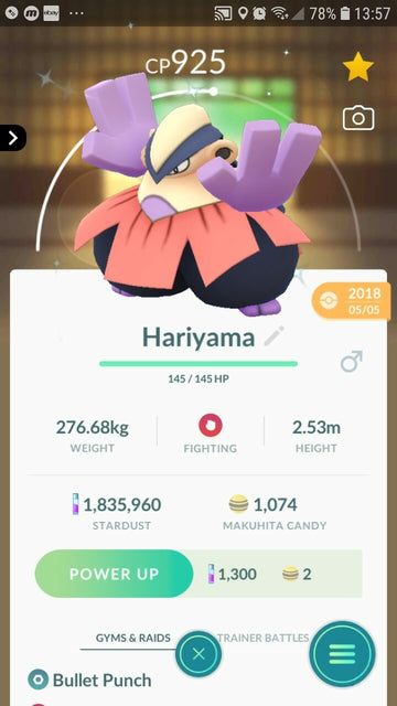 Shiny Hariyama ( Makuhita Evolution ) Pokemon Trade Go