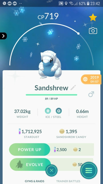 Shiny Alolan Sandshrew Pokemon Trade Go